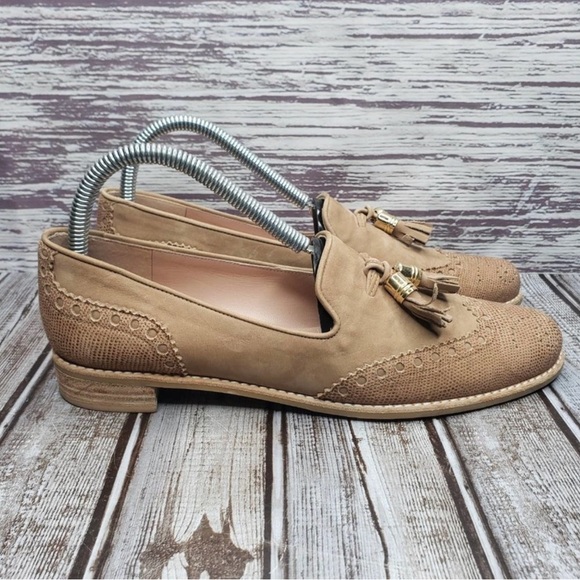 Stuart Weitzman Guything Tan NUBUC Slip on loafers size 8.5 - Picture 2 of 8